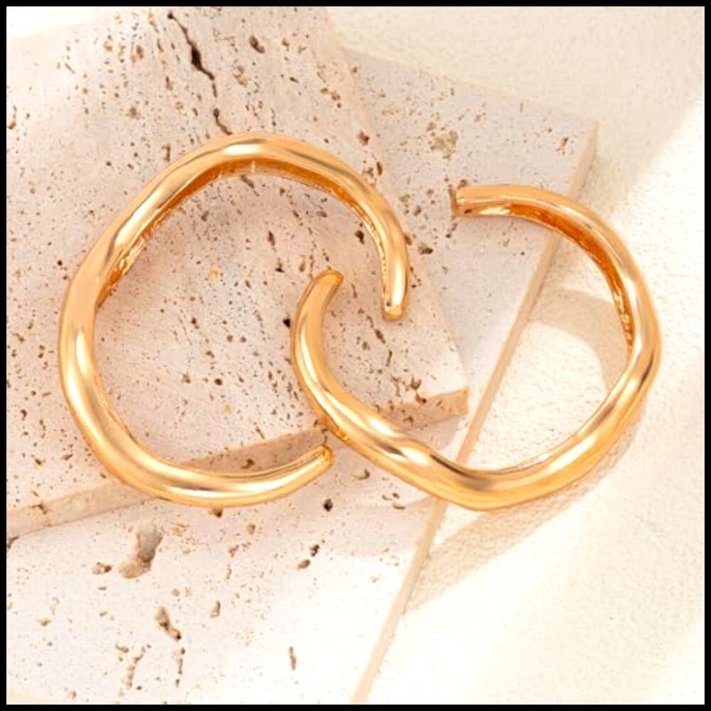 Chunky Gold Cuff Bracelets Stackable Minimalist M… - image 5